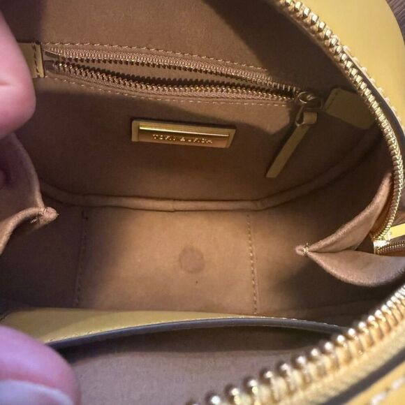 Tory Burch T Monogram Perforated Leather Circle Moon Bag, Golden Sunset, VGUC - Picture 12 of 12